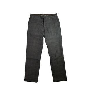 PT01 Torino  Dress Pants 48 Slim Flat front 120s Wool Charcoal Gray Plaid‎ 30x28